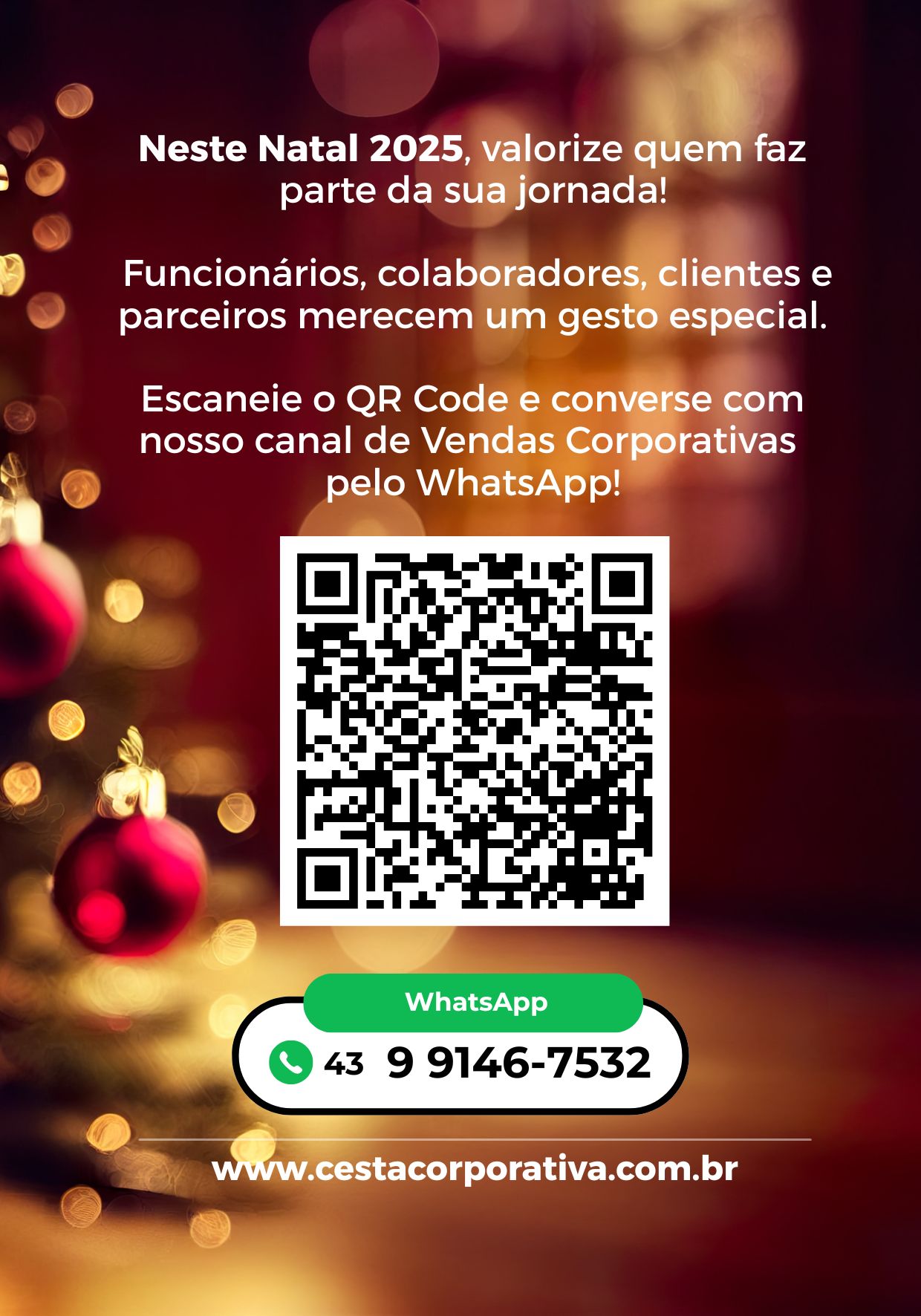 Banner QR Code Cesta Corporativa - Vendas Corporativas WhatsApp